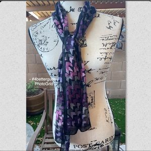 Colorful Pink Gray Maroon Abstract Print On Black backdrop Scarf